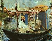 Edouard Manet Claude Monet Working on his Boat in Argenteuil oil